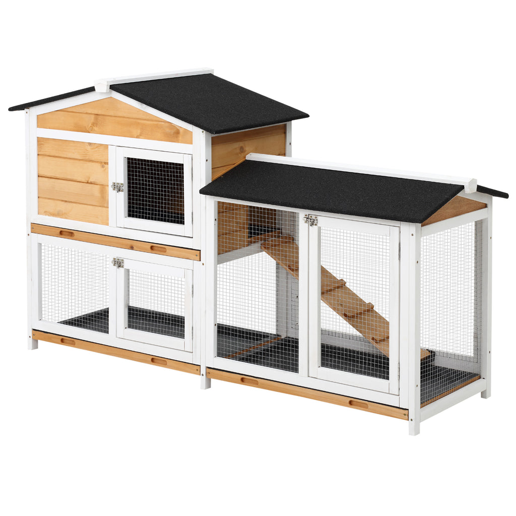 2 Story Rabbit Hut Wooden With Ramp by Love My Pet