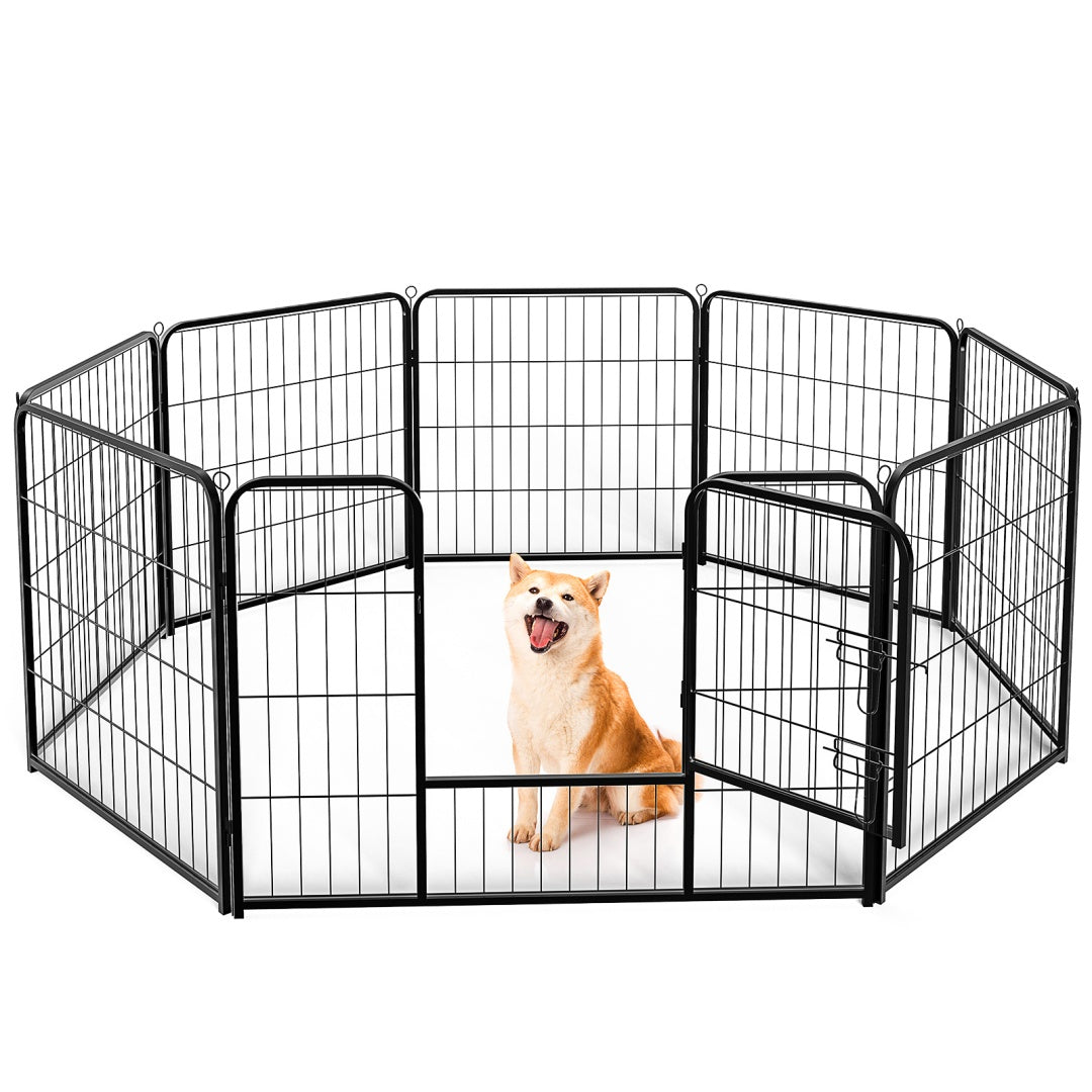Dog Playpen Indoor Fence Height Metal Exercise Pen With Door Small Puppy-Medium-Large Dogs Animal Pet For Outdoor, Garden, Yard by VetsPetStore