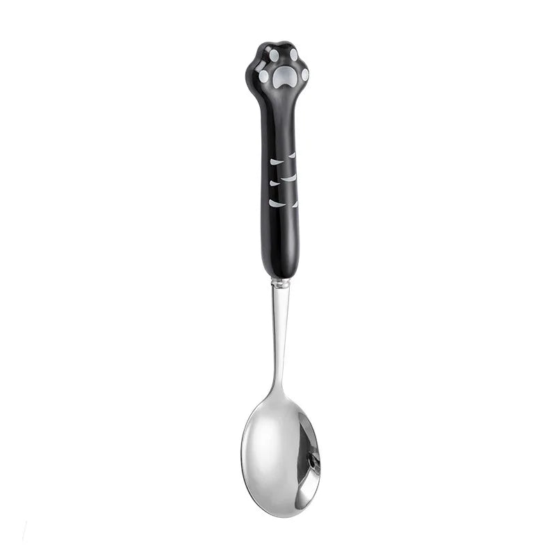 Stainless Steel Cute Cat Claw Ceramic Spoon and Fork by Love My Pet