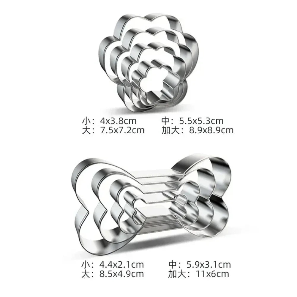 Cookie Cutter Pet Dog Bone Paw Shaped Stainless Steel Mold 4pcs by Love My Pet