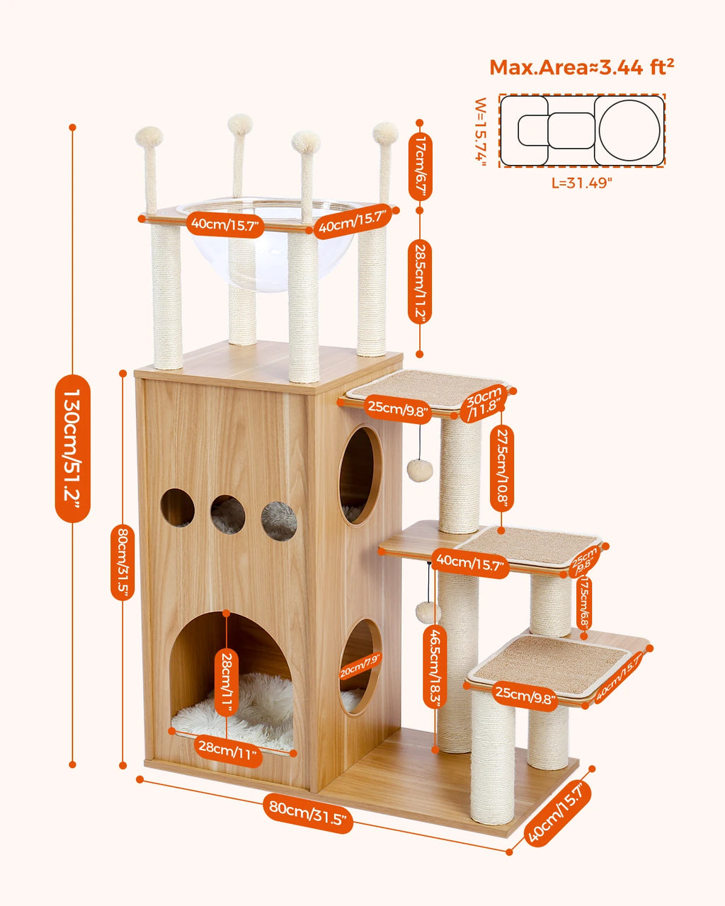Modern Wood Cat Tree And Heavy Duty Scratch Post by Love My Pet