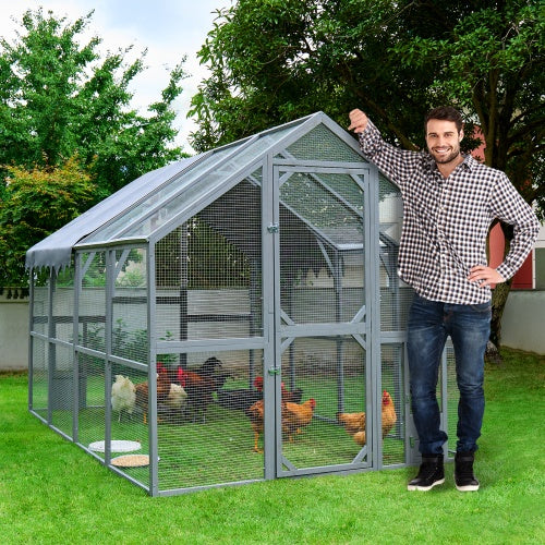 Outdoor Chicken Enclosure Upgraded Waterproof Cover - Grey by Amazing Pet Bargains