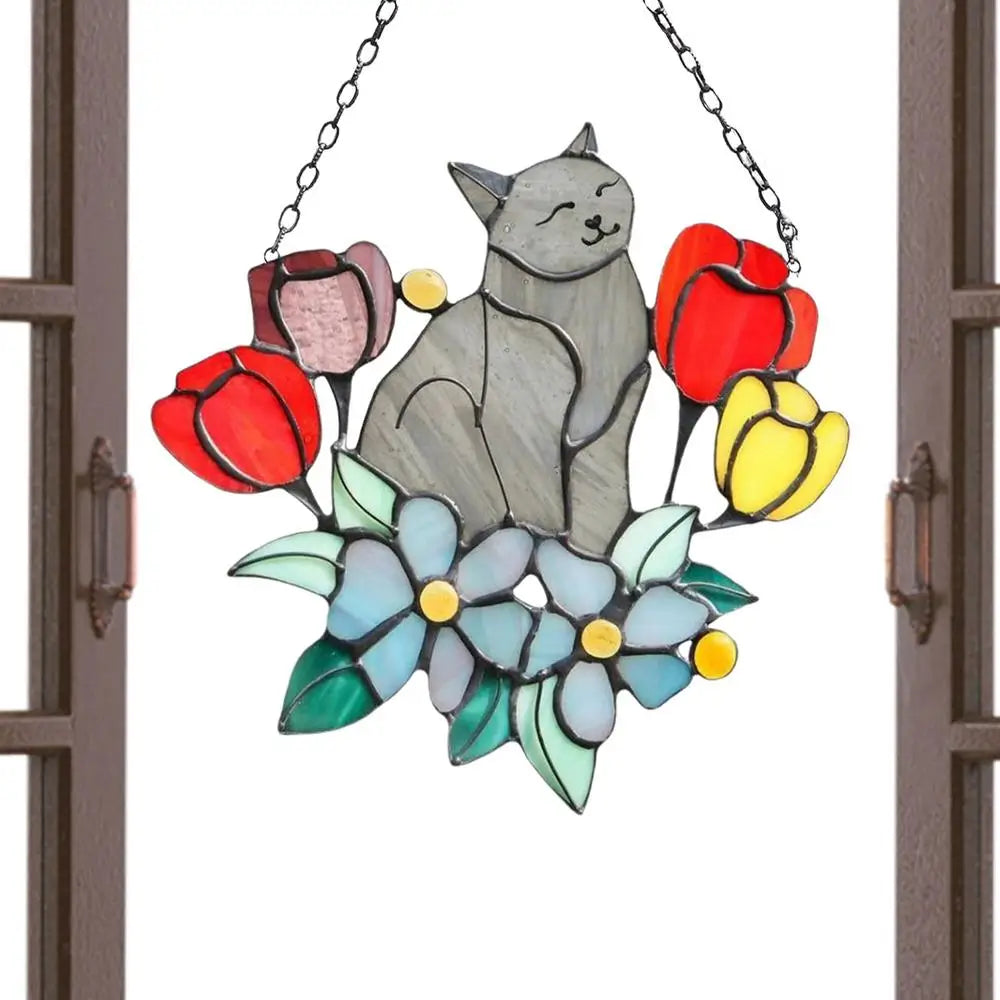 Hanging Cat On Flowers For Patio Decor by Love My Pet