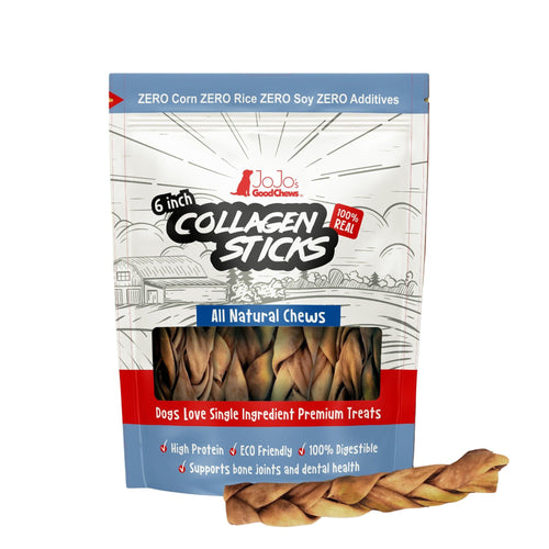 All-Natural Braided Collagen Stick Dog Treats, Supports Joint, Skin & Coat Health – 6-Inch Standard (4-Pack) by American Pet Supplies