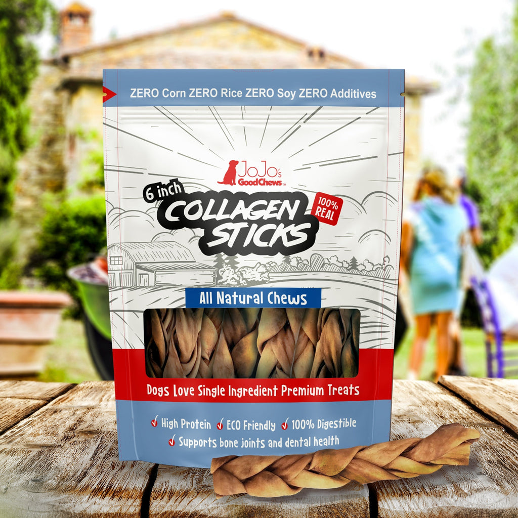 All-Natural Braided Collagen Stick Dog Treats, Supports Joint, Skin & Coat Health – 6-Inch Standard (4-Pack) by American Pet Supplies