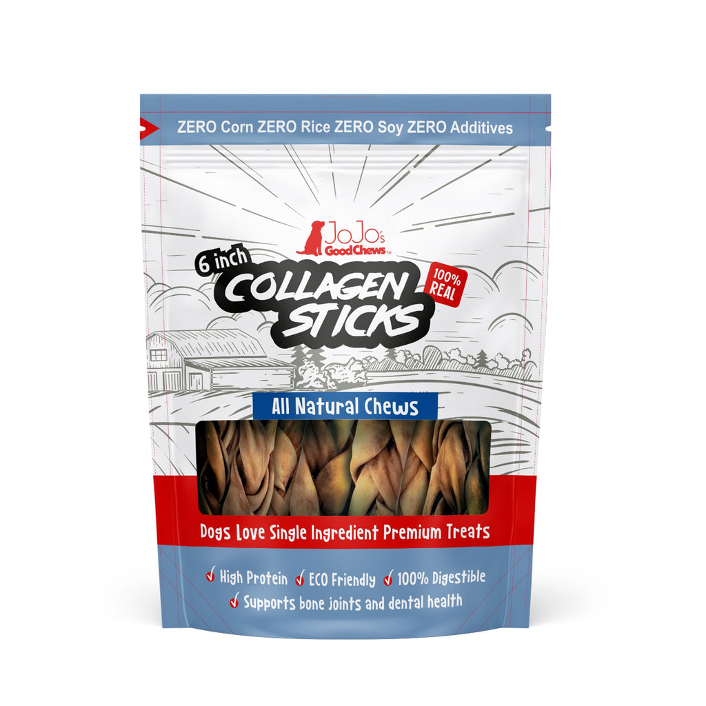 All-Natural Braided Collagen Stick Dog Treats, Supports Joint, Skin & Coat Health – 6-Inch Standard (4-Pack) by American Pet Supplies