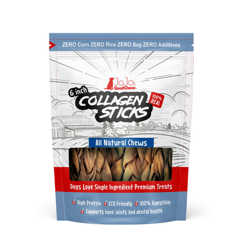 All-Natural Braided Collagen Stick Dog Treats, Supports Joint, Skin & Coat Health – 6-Inch Standard (4-Pack) by American Pet Supplies