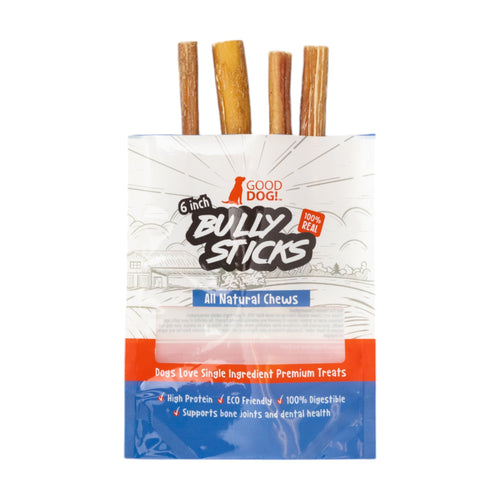 All-Natural Beef Bully Stick Dog Treats – Nutrient-Rich, and High-Protein – 6-Inch Standard (4-Pack) by American Pet Supplies