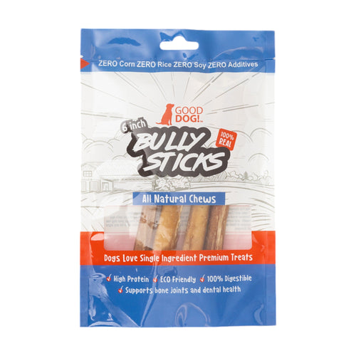 All-Natural Beef Bully Stick Dog Treats – Nutrient-Rich, and High-Protein – 6-Inch Standard (4-Pack) by American Pet Supplies