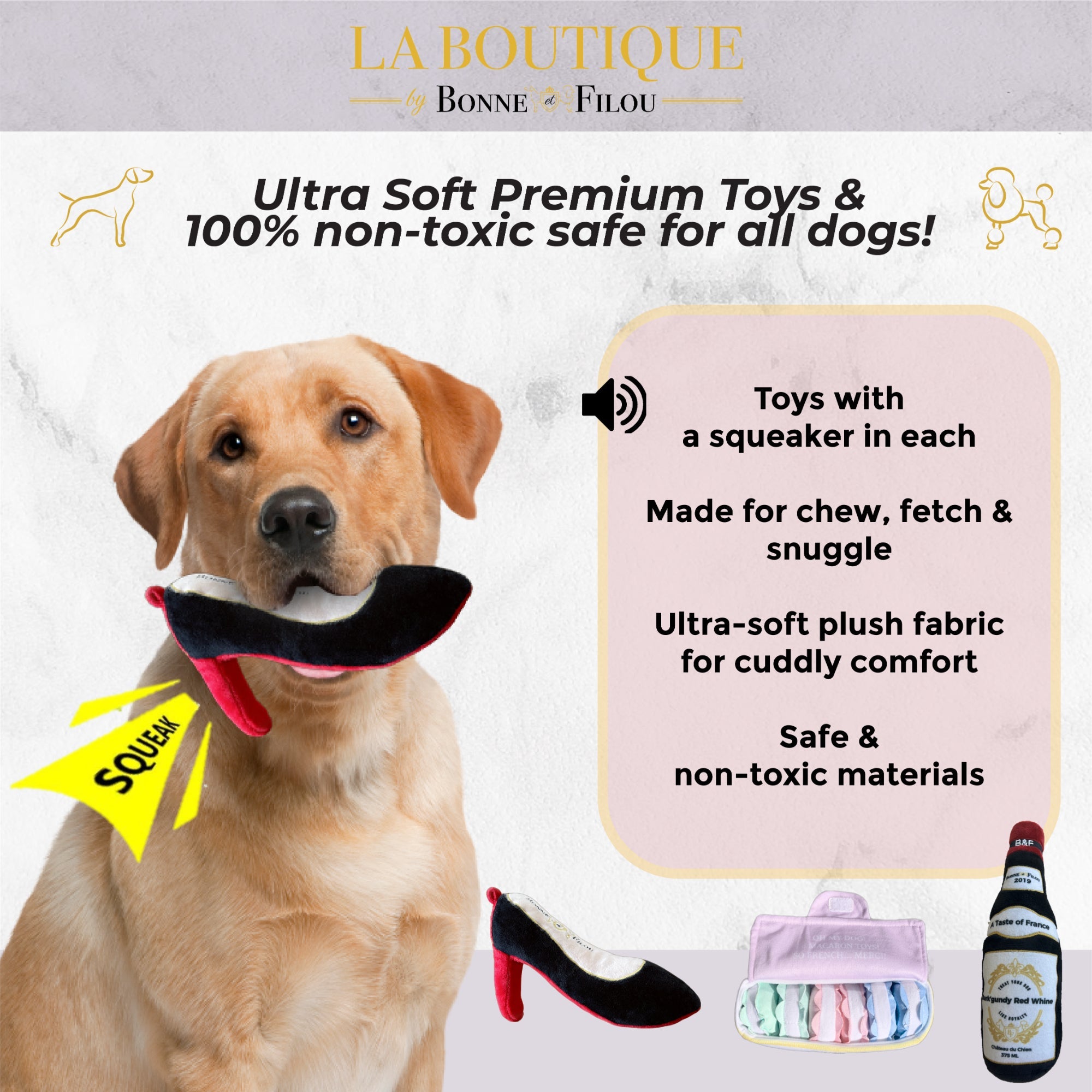 Plush Squeaky Dog Toy Set- Large by Bonne et Filou