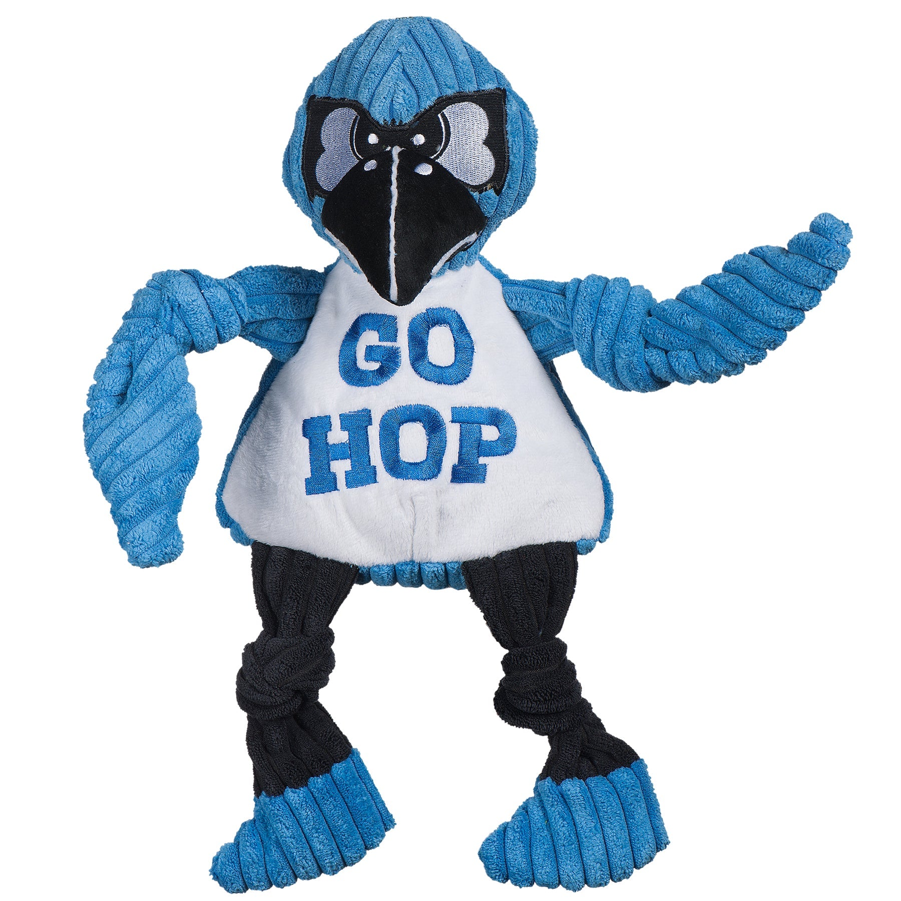 NCAA Mascot Johns Hopkins University, Jay the Blue Jay Knottie® Plush Dog Toy by HuggleHounds