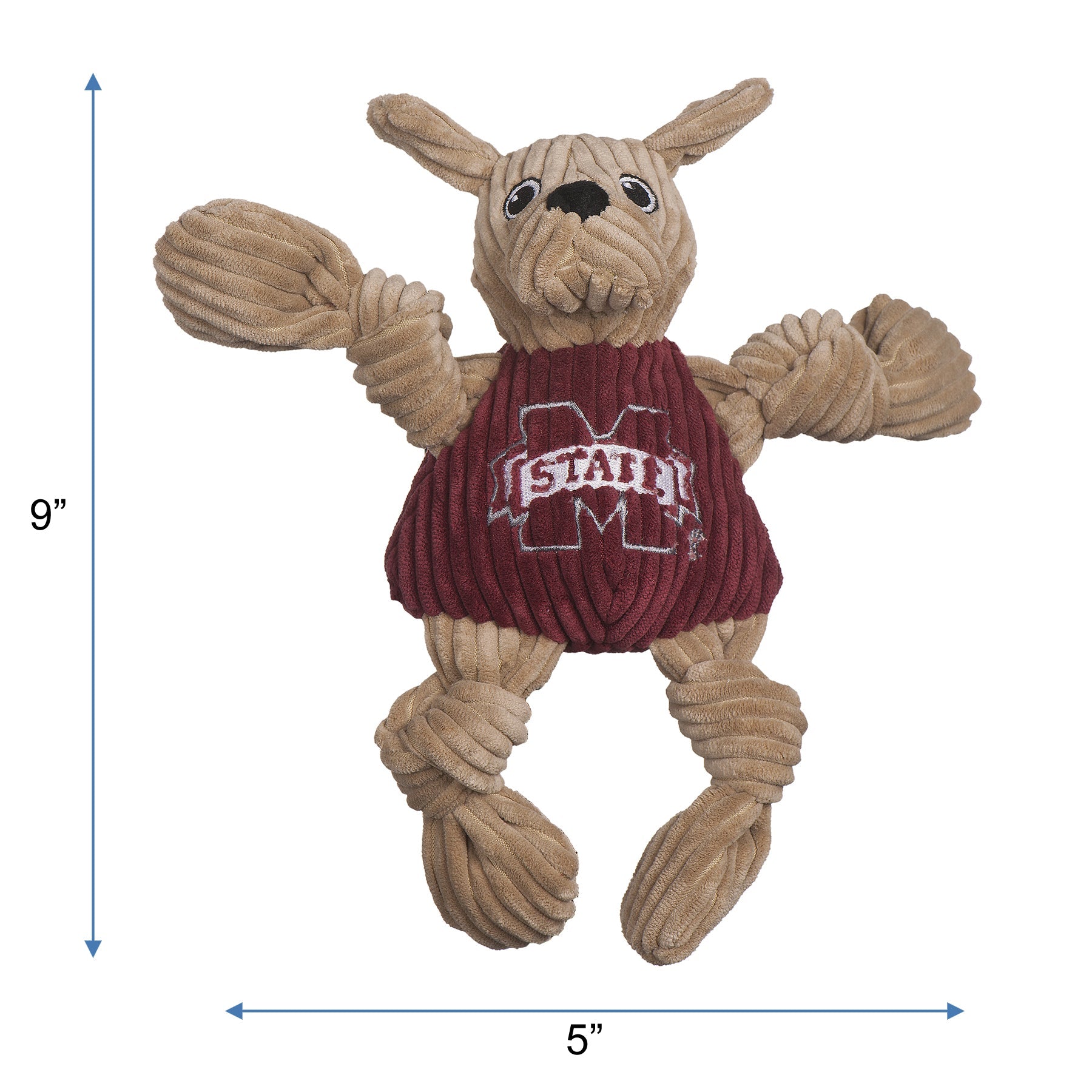 NCAA Mississippi State University, Bully the Bulldog Knottie® Plush Dog Toy by HuggleHounds