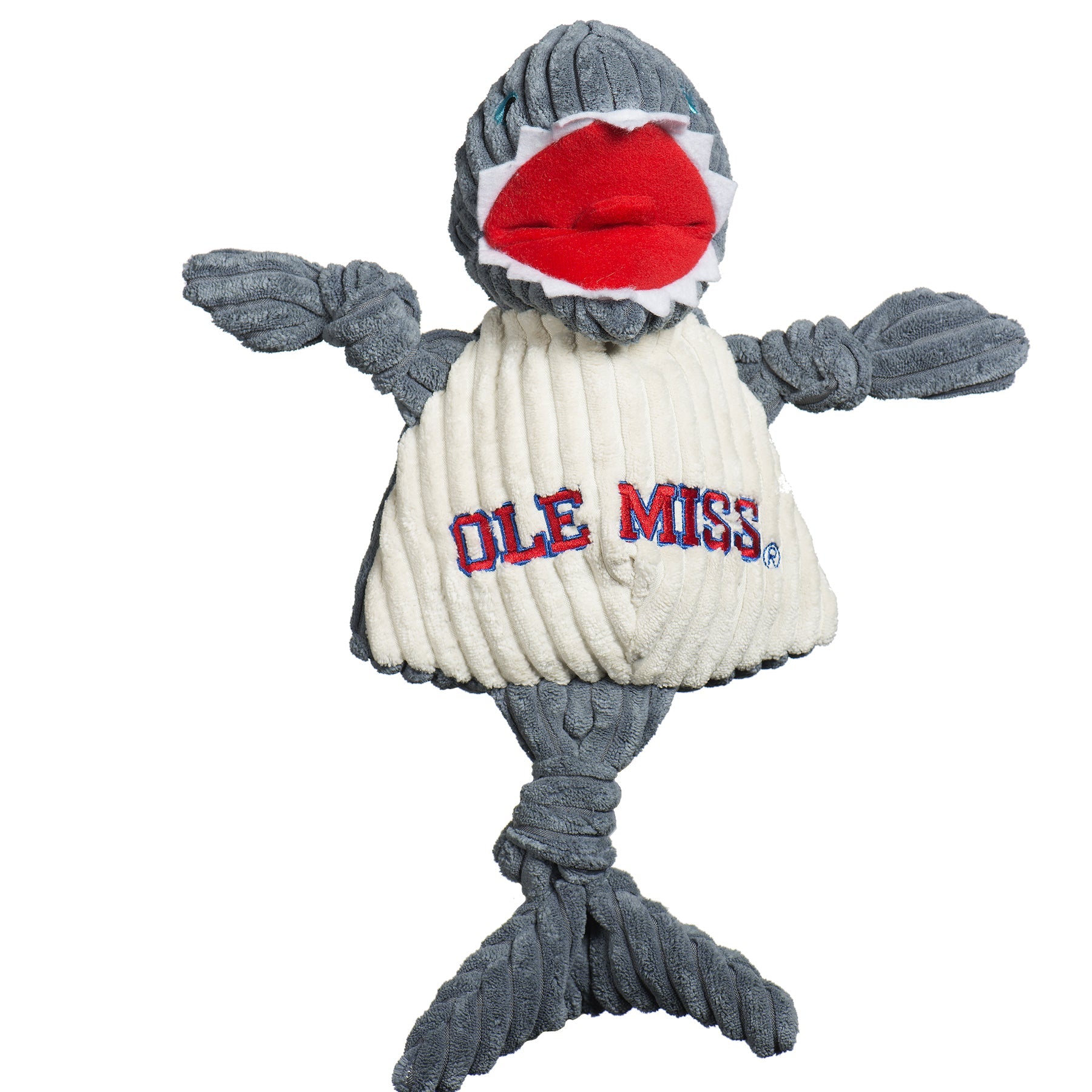 NCAA Ole Miss (U. of Mississippi), Tony Land Shark Knottie® Plush Dog Toy by HuggleHounds