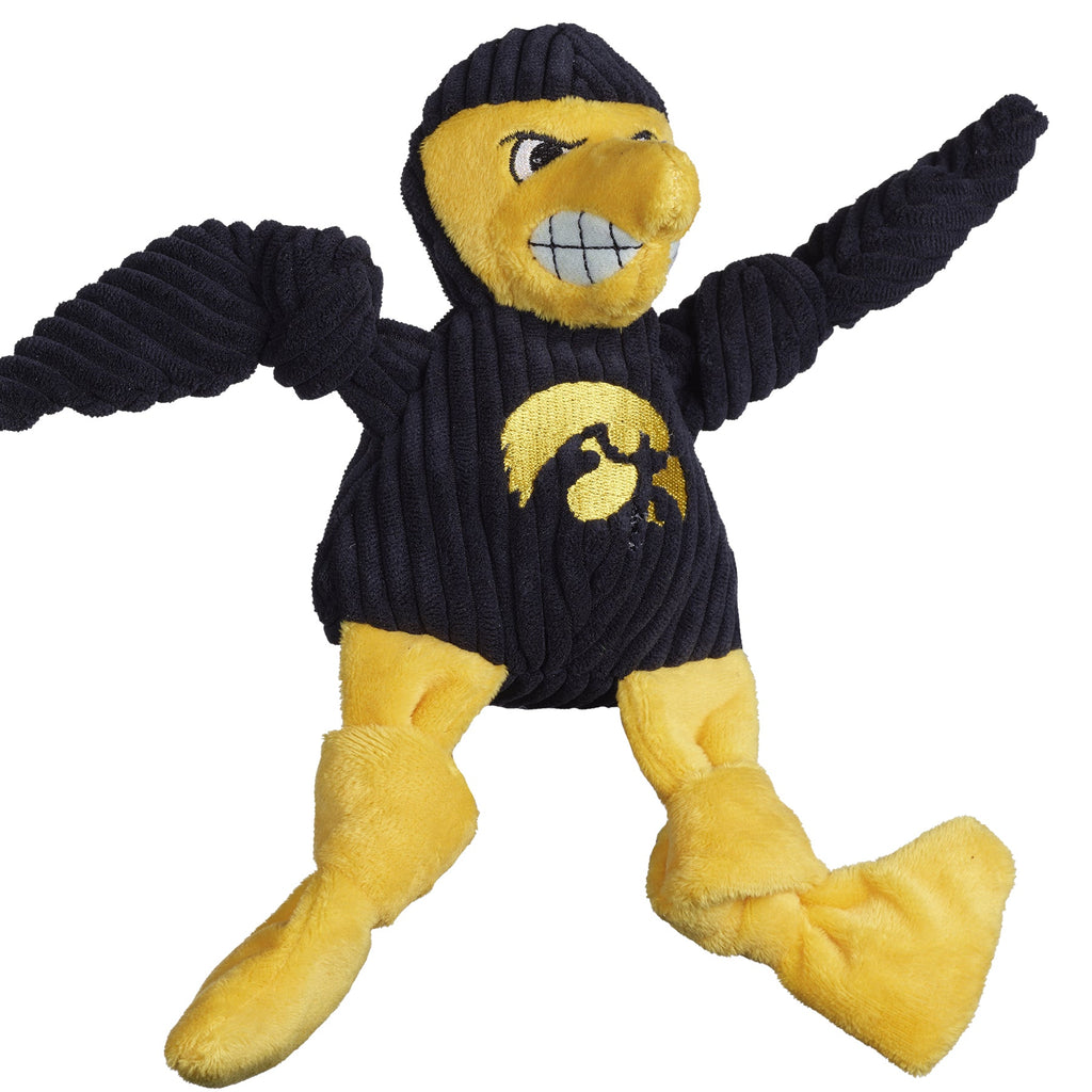 NCAA University of Iowa - Herky the Hawk Knottie® Plush Dog Toy by HuggleHounds