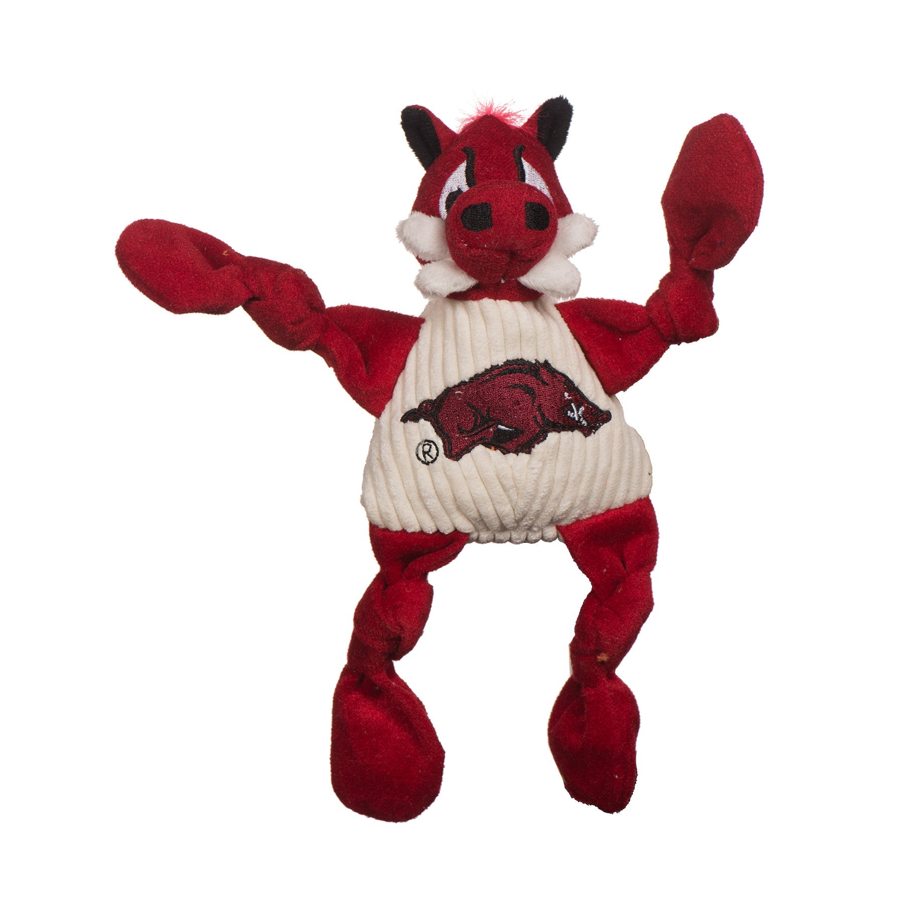 NCAA University of Arkansas, Tusk the Razorback Knottie® Plush Dog Toy by HuggleHounds