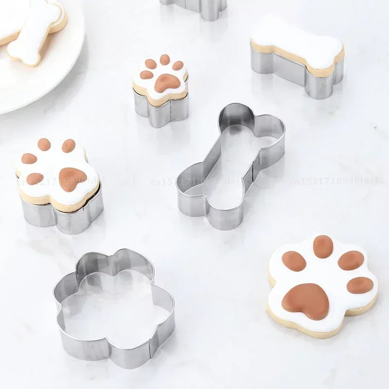 Cookie Cutter Mold Stainless Steel Pet Dog Bone And Paw Shaped by Love My Pet