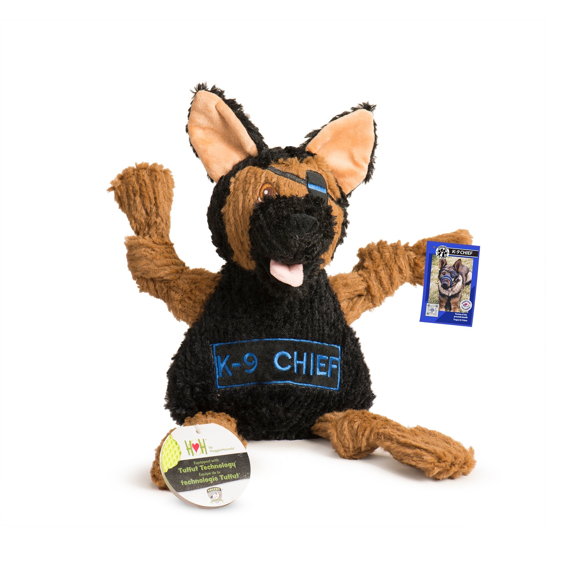 HuggleCause™, Project K-9 Hero, K-9 Chief Knottie® Plush Dog Toy, Large by HuggleHounds