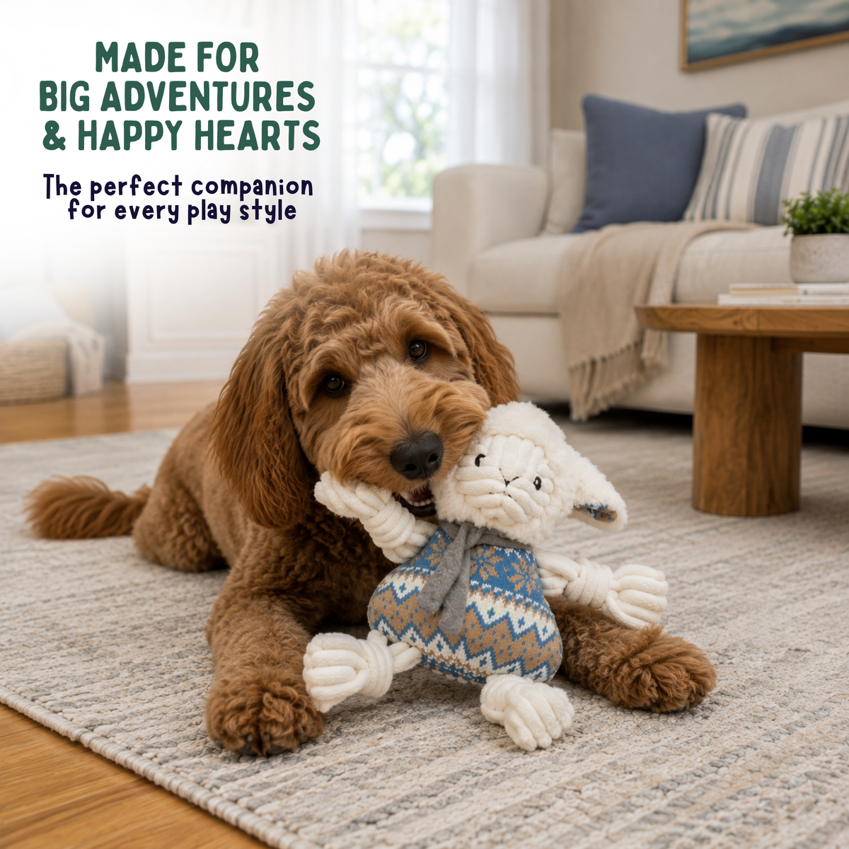 Leo Lamb Plush Dog Toy Knottie® by HuggleHounds