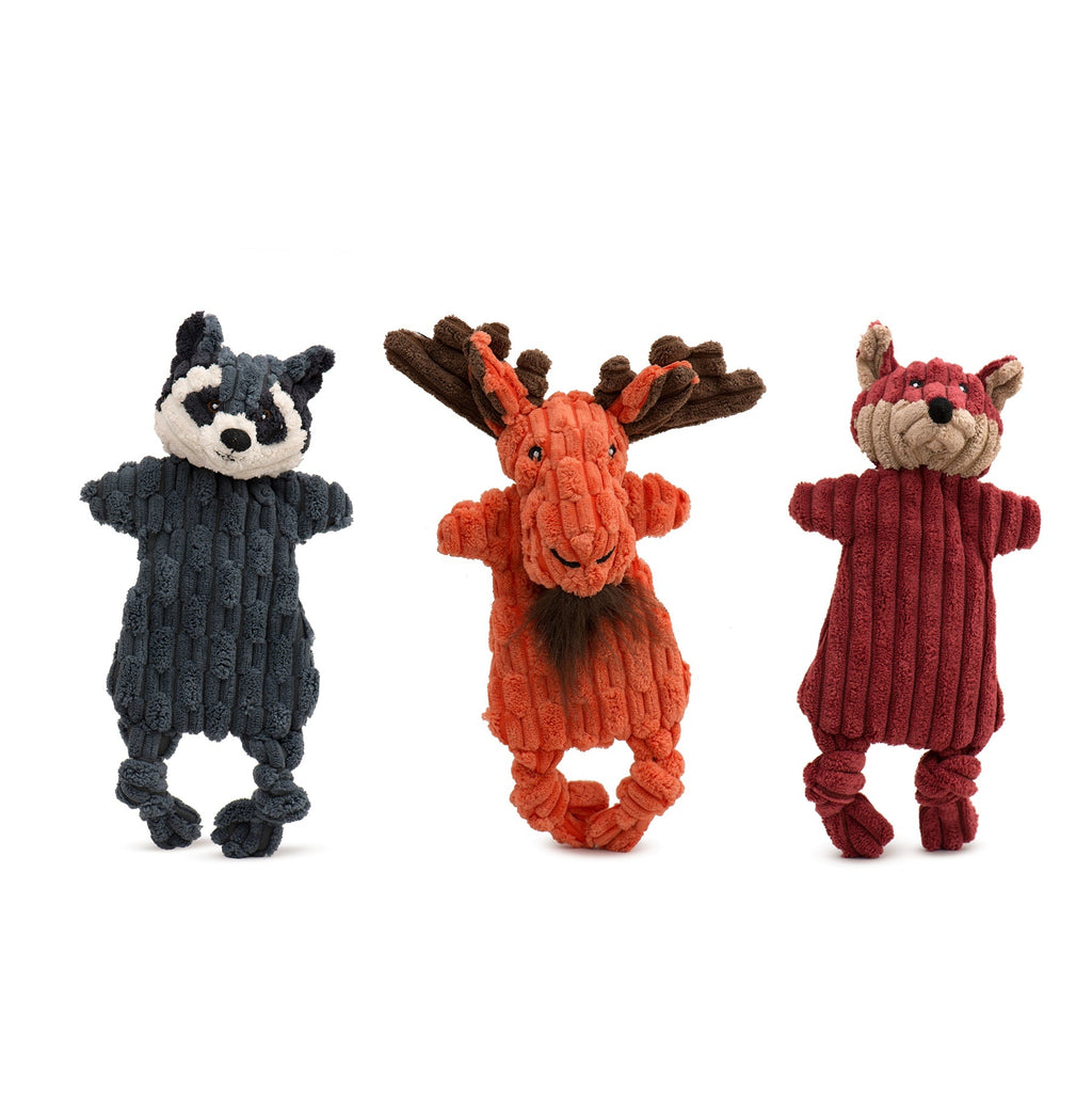 Woodland HuggleFlatties™ Assorted Durable Plush Dog Toys (3pk) by HuggleHounds