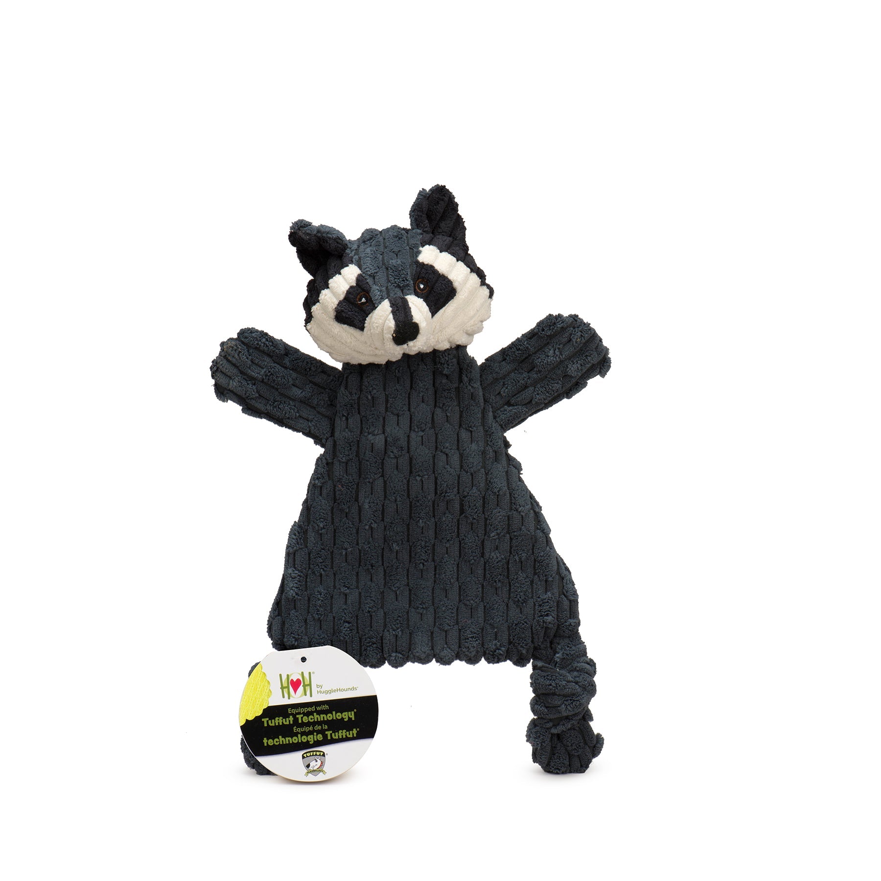 Reggie Raccoon HuggleFlatties™ Durable Plush Dog Toy by HuggleHounds