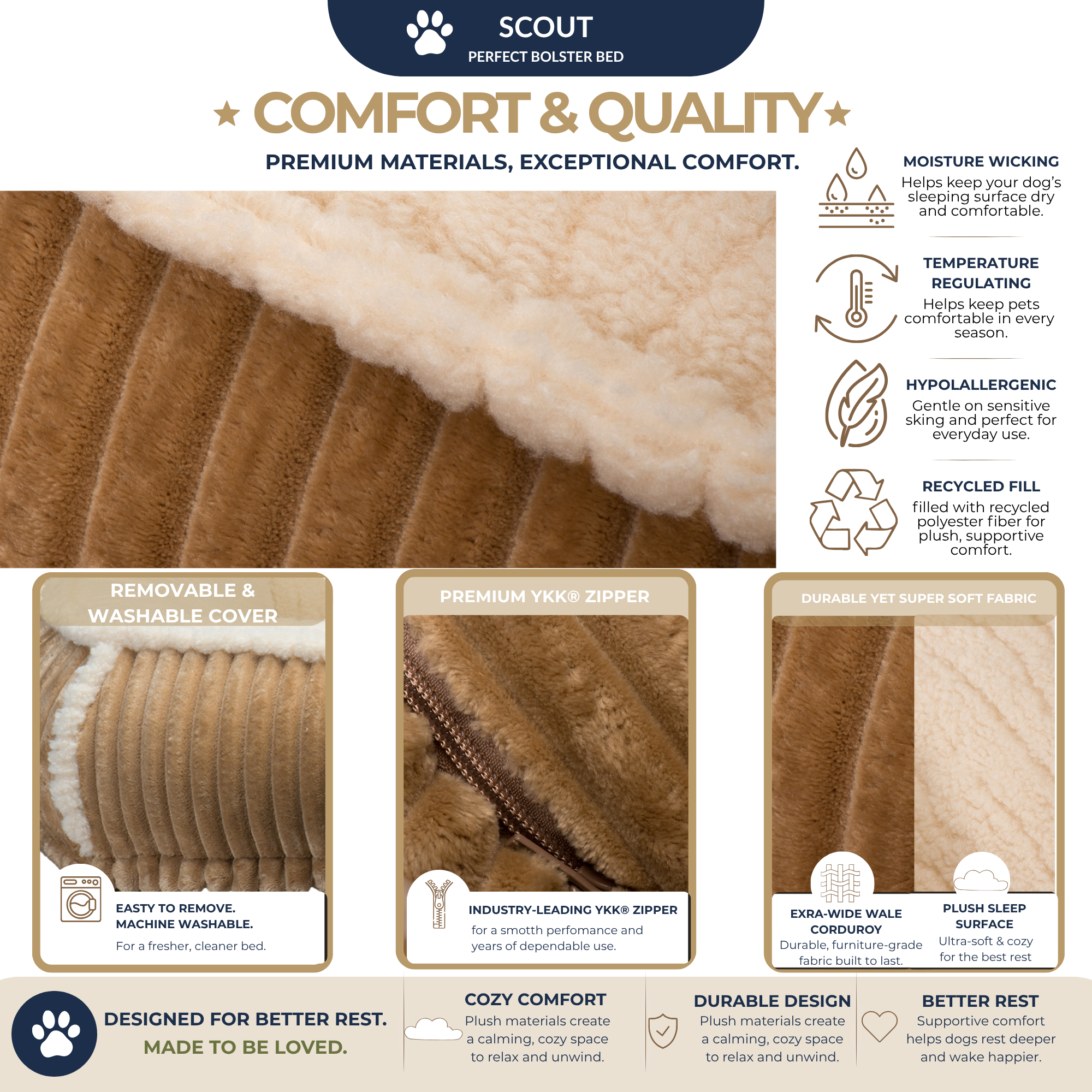 Scout Perfect Bolster Dog Bed by HuggleHounds