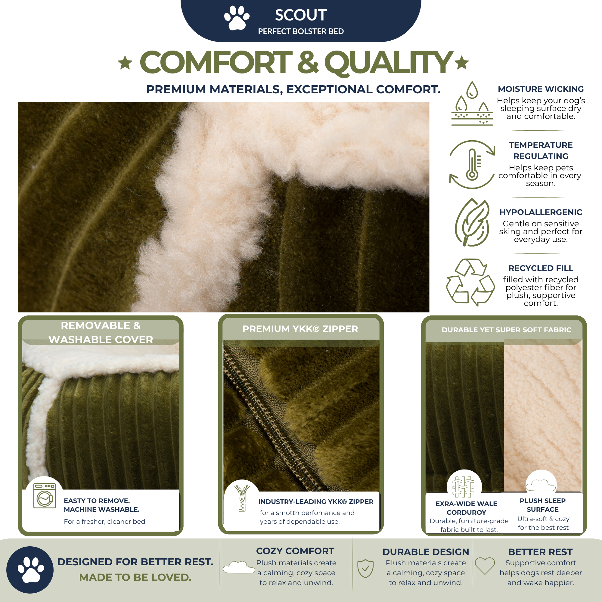 Scout Perfect Bolster Dog Bed by HuggleHounds
