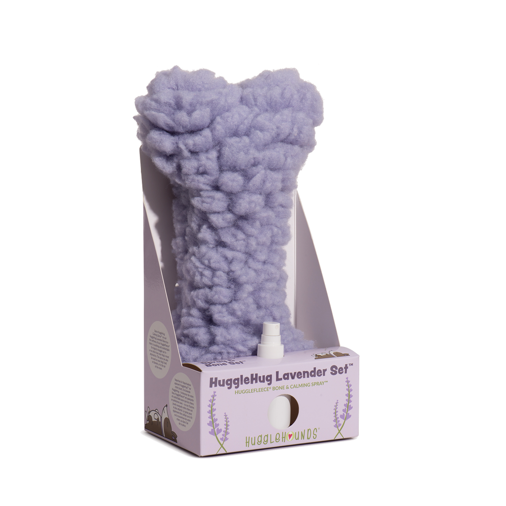 HuggleHug™ Lavender Bone & 2oz Calming Spray Dog Toy Set by HuggleHounds