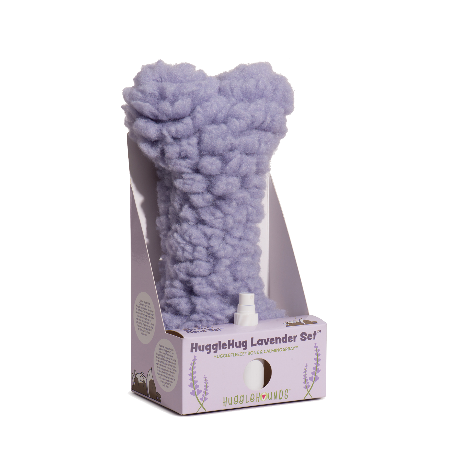 HuggleHug™ Lavender Bone & 2oz Calming Spray Dog Toy Set by HuggleHounds