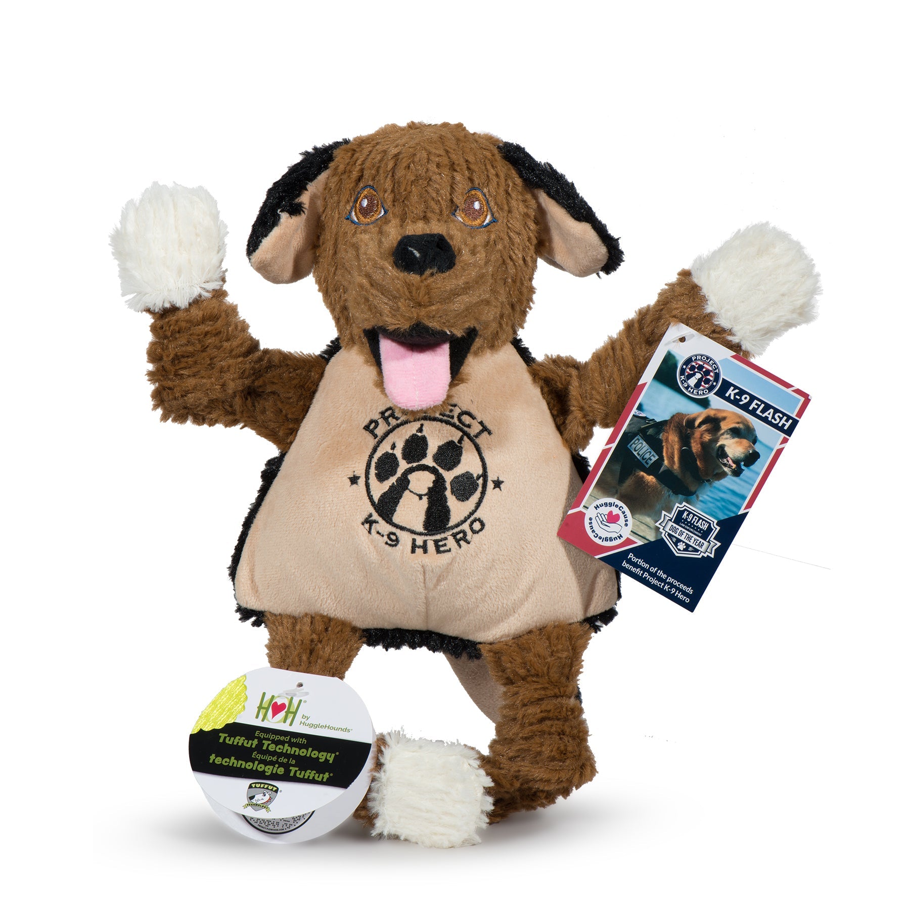 HuggleCause™, Project K-9 Hero, Flash Knottie® Plush Dog Toy, Large by HuggleHounds