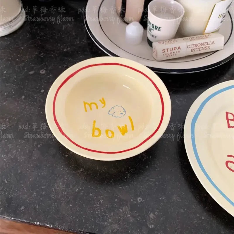 Cream Colored Cute Ceramic Plate Pet Tableware by Love My Pet