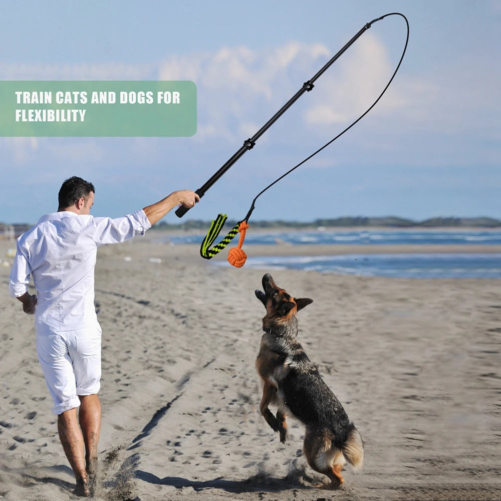 Durable Teaser Rod Tethered Dog Toy For Outdoor Sports by Love My Pet