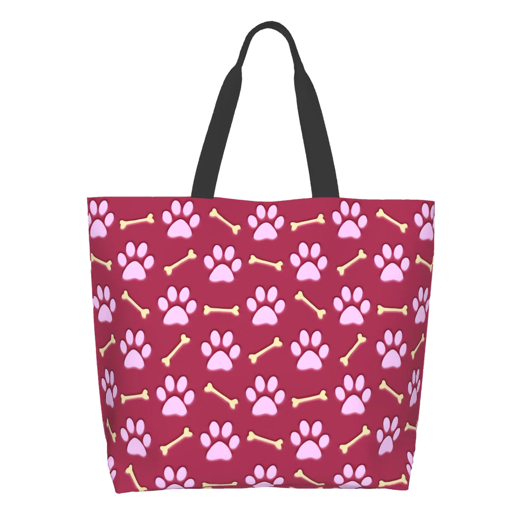 Pink Paw Print Dog Canvas Tote Bag by Love My Pet