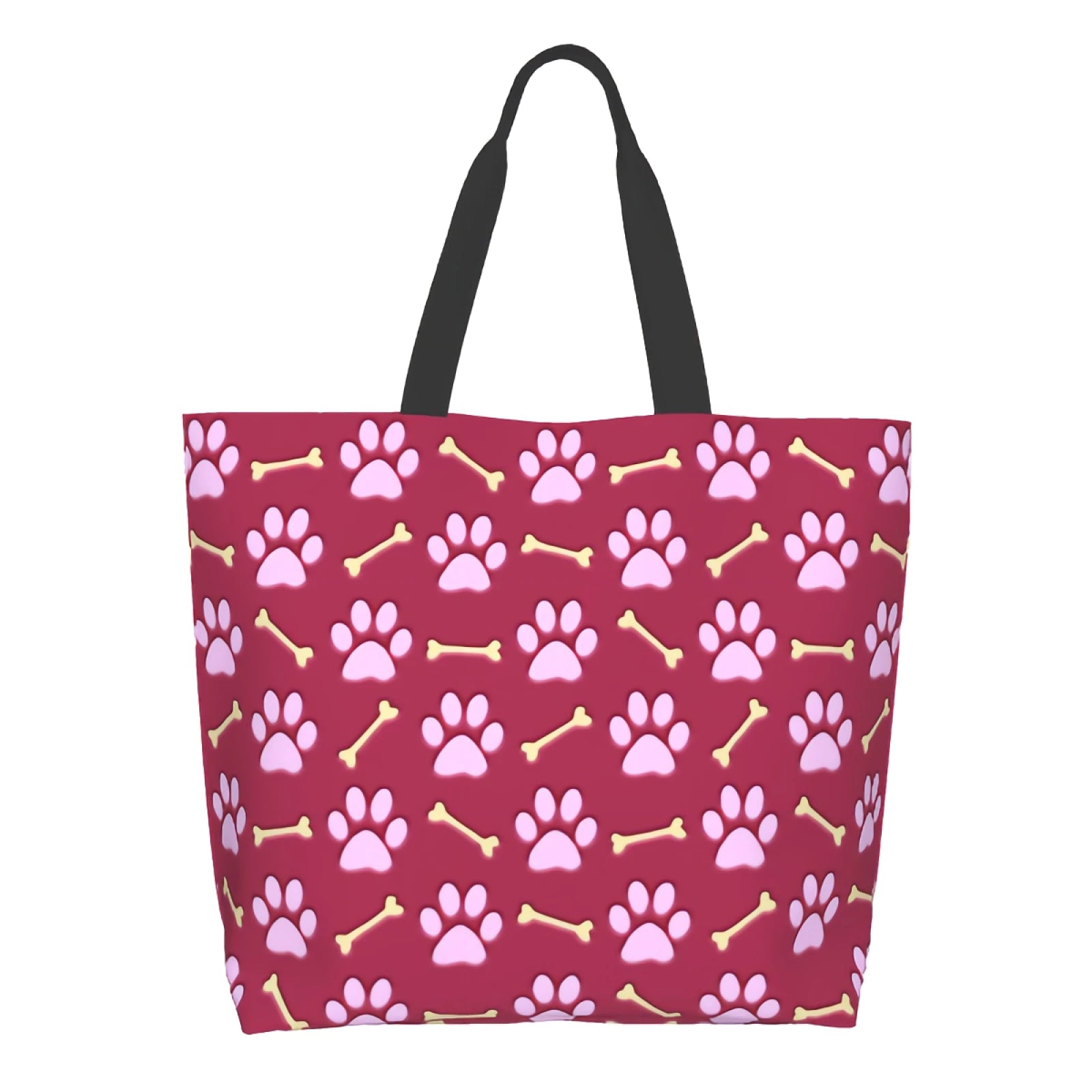 Pink Paw Print Dog Canvas Tote Bag by Love My Pet