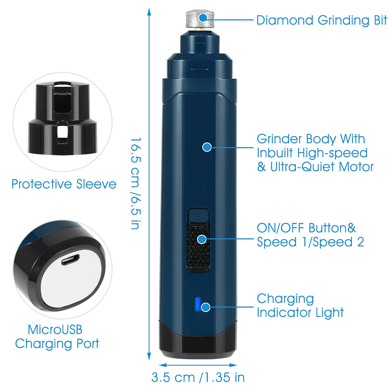 USB Rechargeable Pet Nail Grinder and Trimmer by Amazing Pet Bargains
