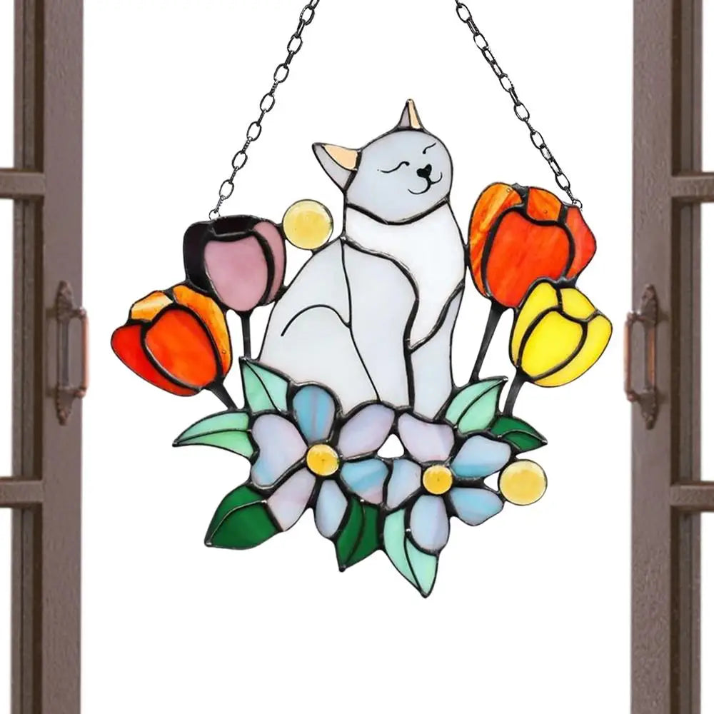 Hanging Cat On Flowers For Patio Decor by Love My Pet