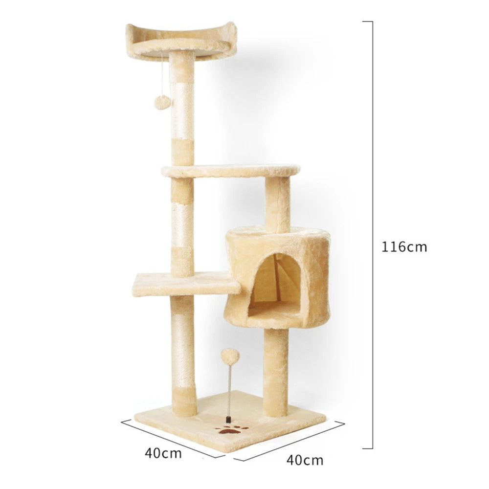 Soft Plush Fabric Cat Tree House 4 Tier Tower by Love My Pet