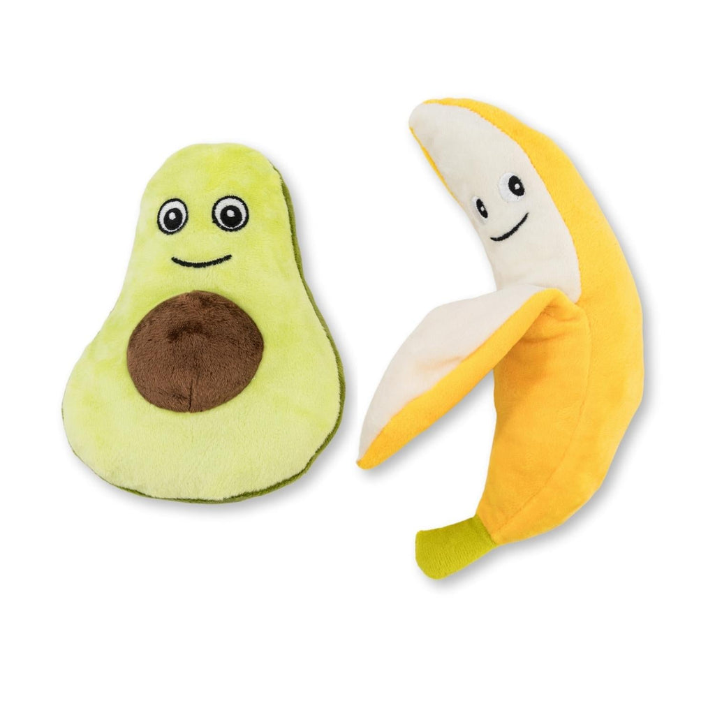 Avocado & Banana Plush Dog Toy Gift Set – with Squeaker & Crinkle Paper for Fun Play