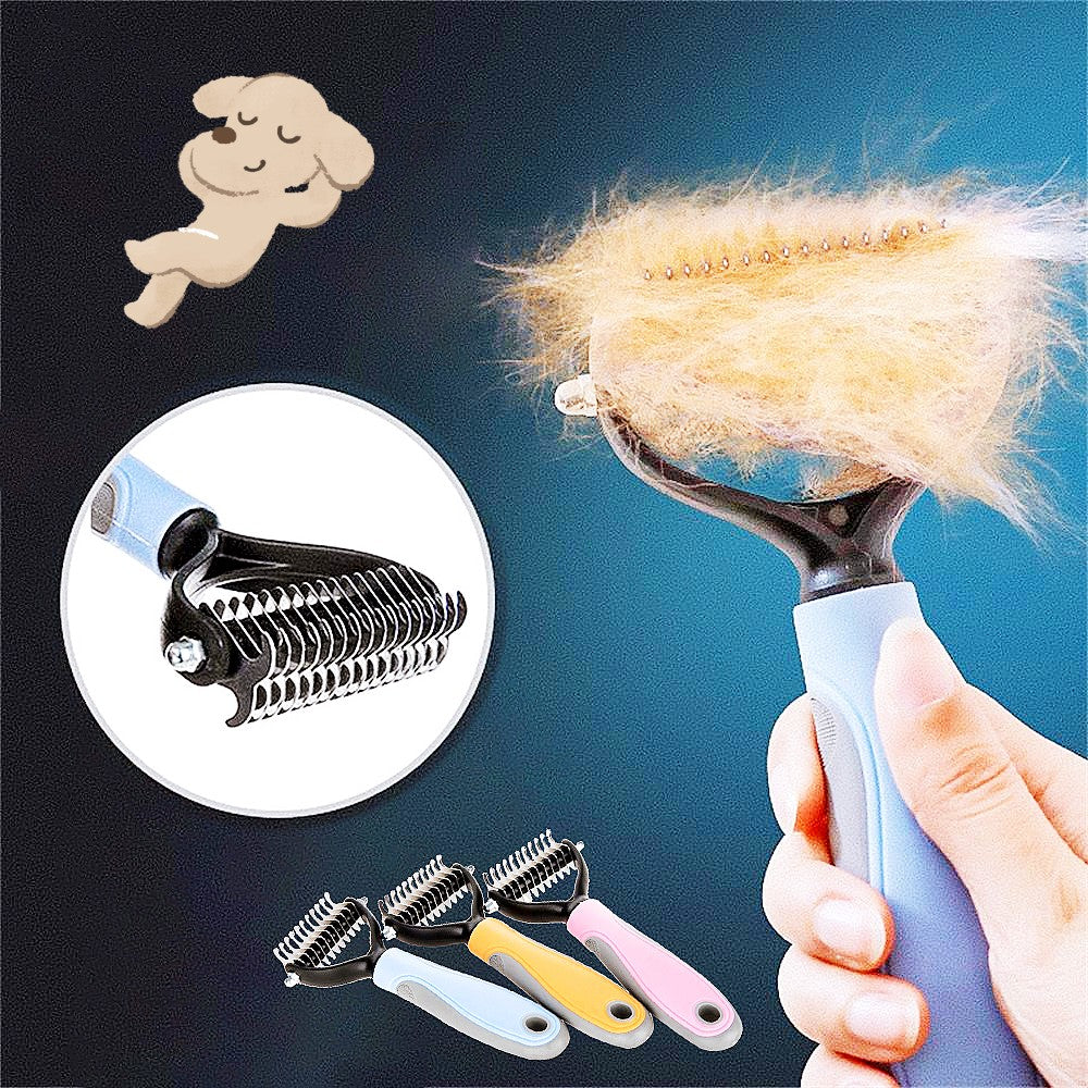 Stainless Double-sided Pet Brush Hair Removal Comb Grooming Dematting Dog Grooming Shedding Tools by VetsPetStore