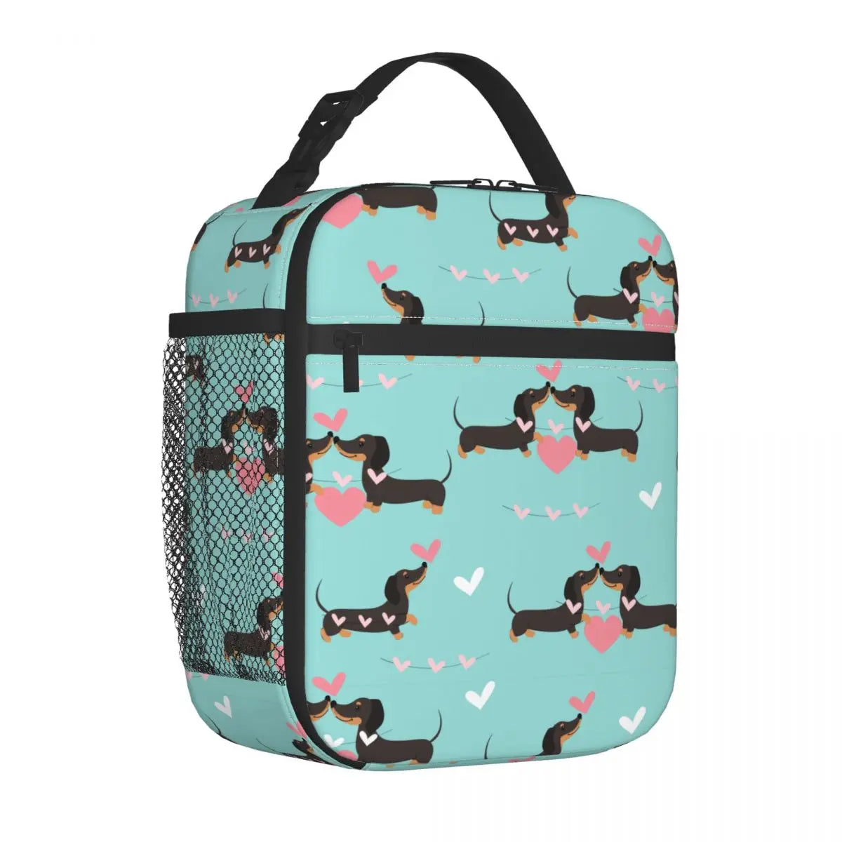 Dachshund Dogs In Love And Hearts Insulated Lunch Bags by Love My Pet