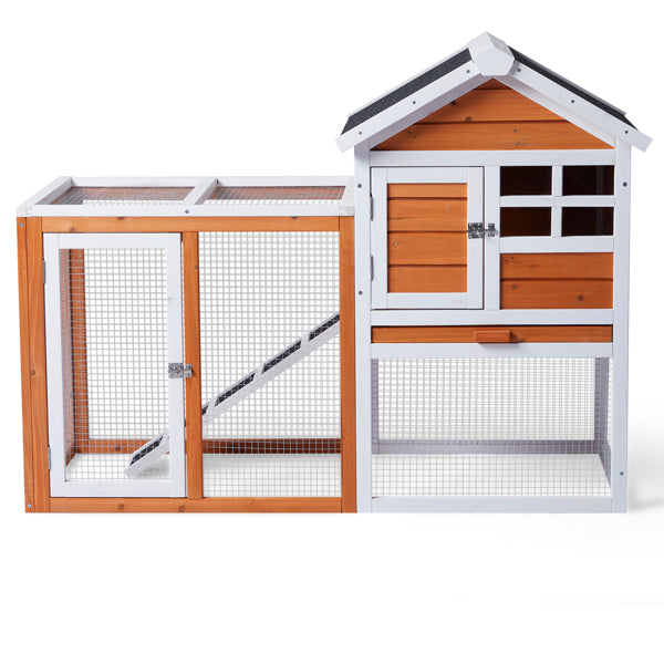 Orange-red, Wooden Chicken and Rabbit Enclosure by VetsPetStore