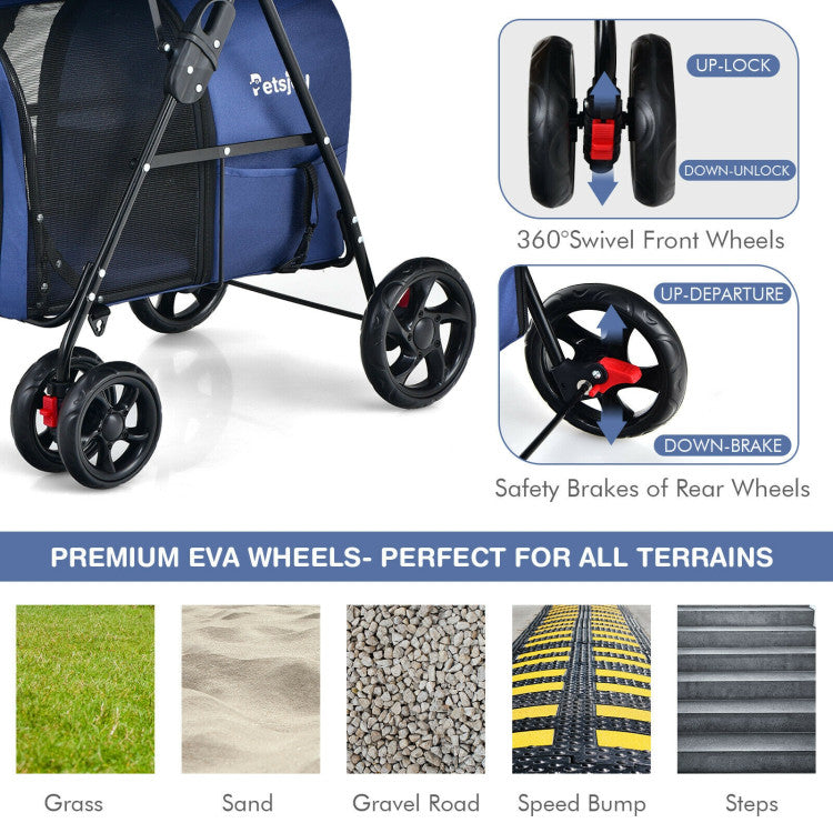 4-in-1 Double Pet Stroller with Detachable Carrier and Travel Carriage by Furr Baby Gifts