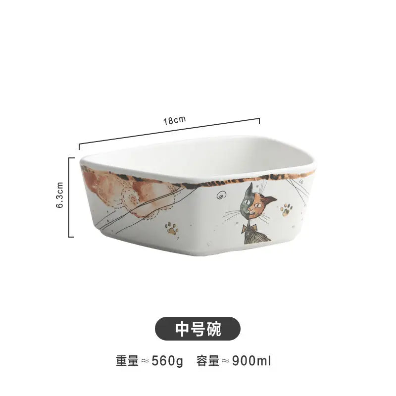 Cute Cartoon Cat Ceramic Tableware
