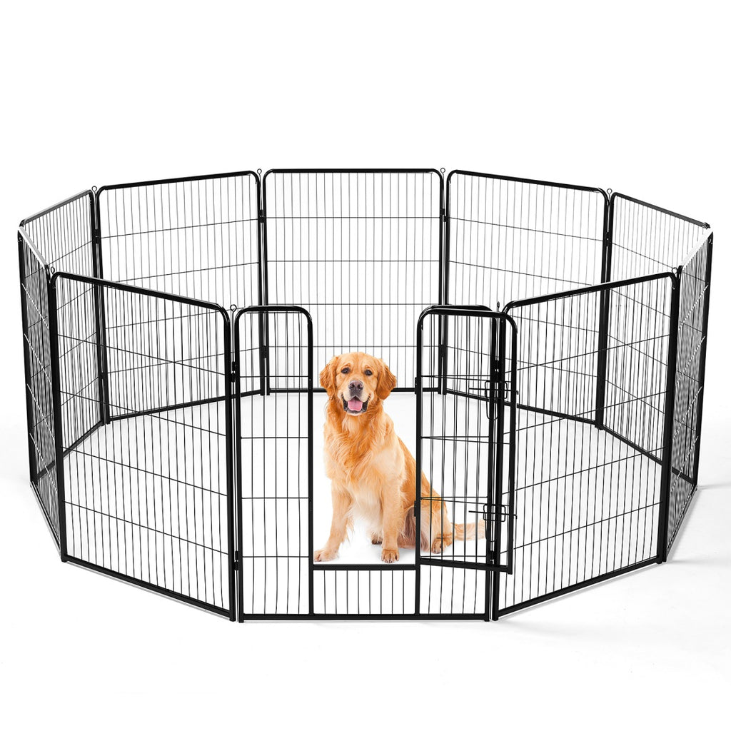 Dog Playpen Indoor Fence Height Metal Exercise Pen With Door Small Puppy-Medium-Large Dogs Animal Pet For Outdoor, Garden, Yard by VetsPetStore