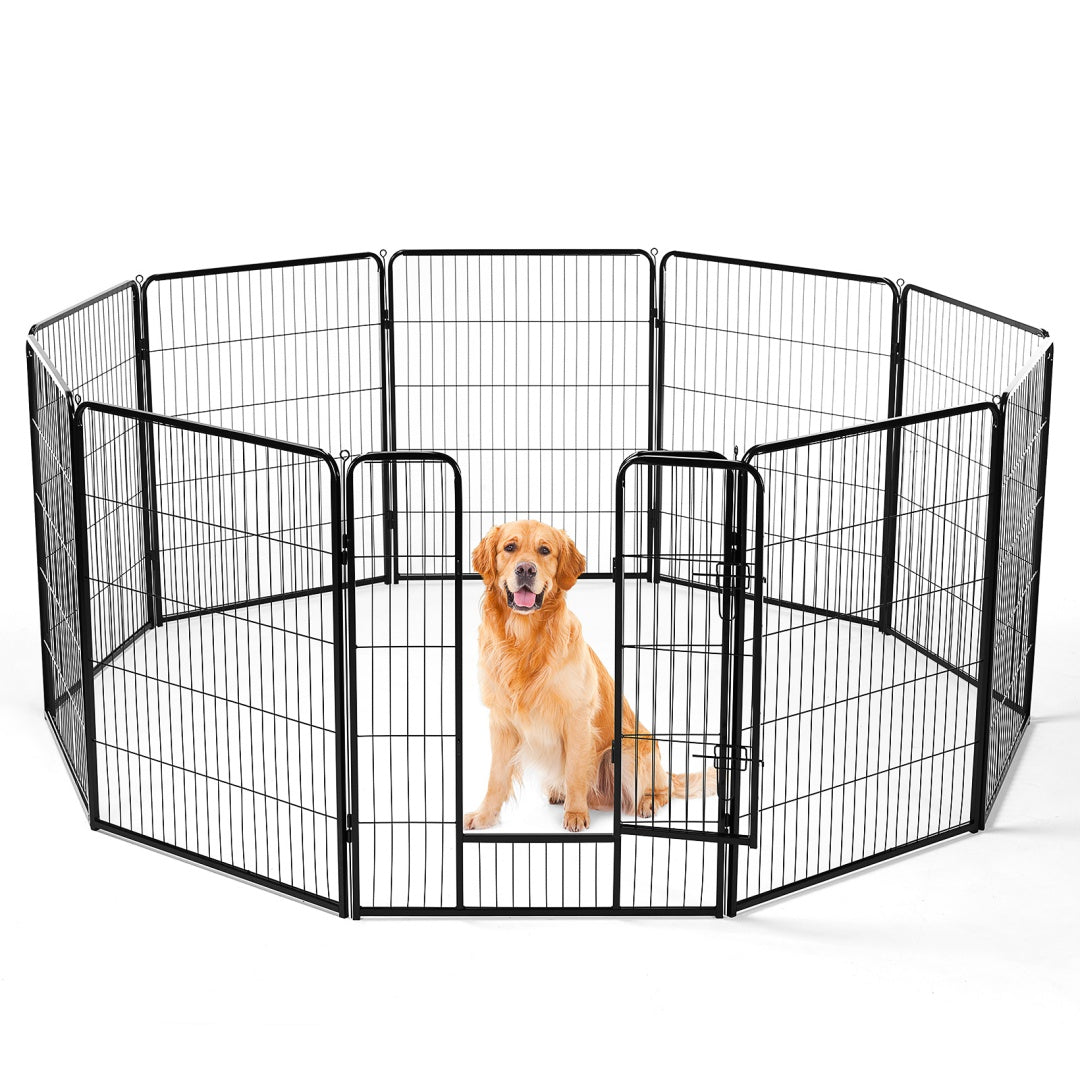 Dog Playpen Indoor Fence Height Metal Exercise Pen With Door Small Puppy-Medium-Large Dogs Animal Pet For Outdoor, Garden, Yard by VetsPetStore