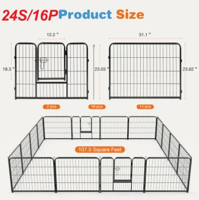 Dog Playpen Indoor Fence Height Metal Exercise Pen With Door Small Puppy-Medium-Large Dogs Animal Pet For Outdoor, Garden, Yard by VetsPetStore