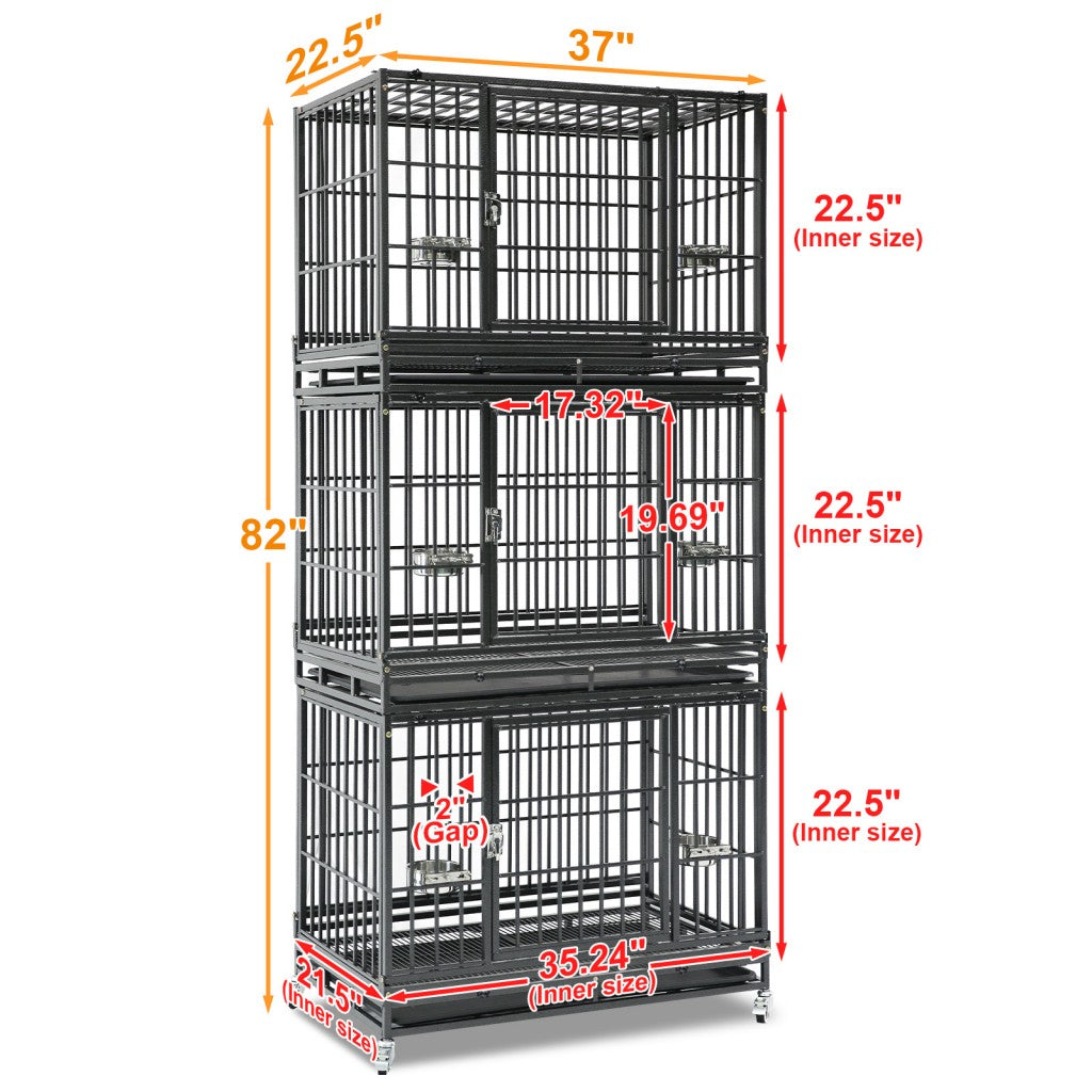 37" Stackable Heavy Duty Dog Crate 371D07 by Homey Pet Official