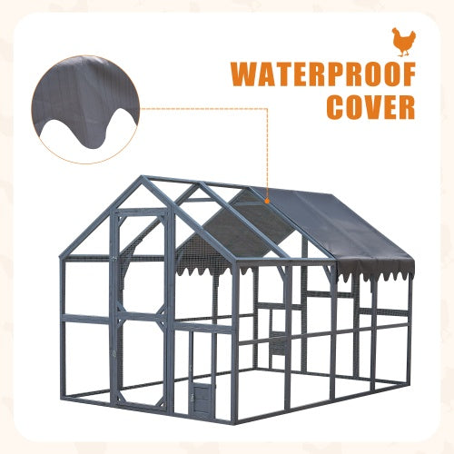Outdoor Chicken Enclosure Upgraded Waterproof Cover - Grey by Amazing Pet Bargains