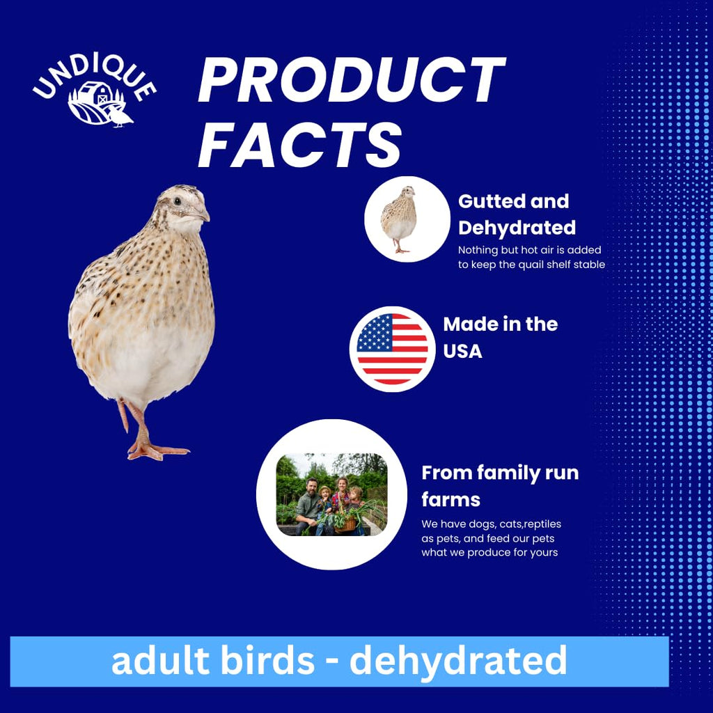 Quail Whole Prey dehydrated for Bird Dog Training or Falconry by Quailz.com by Undique LLC