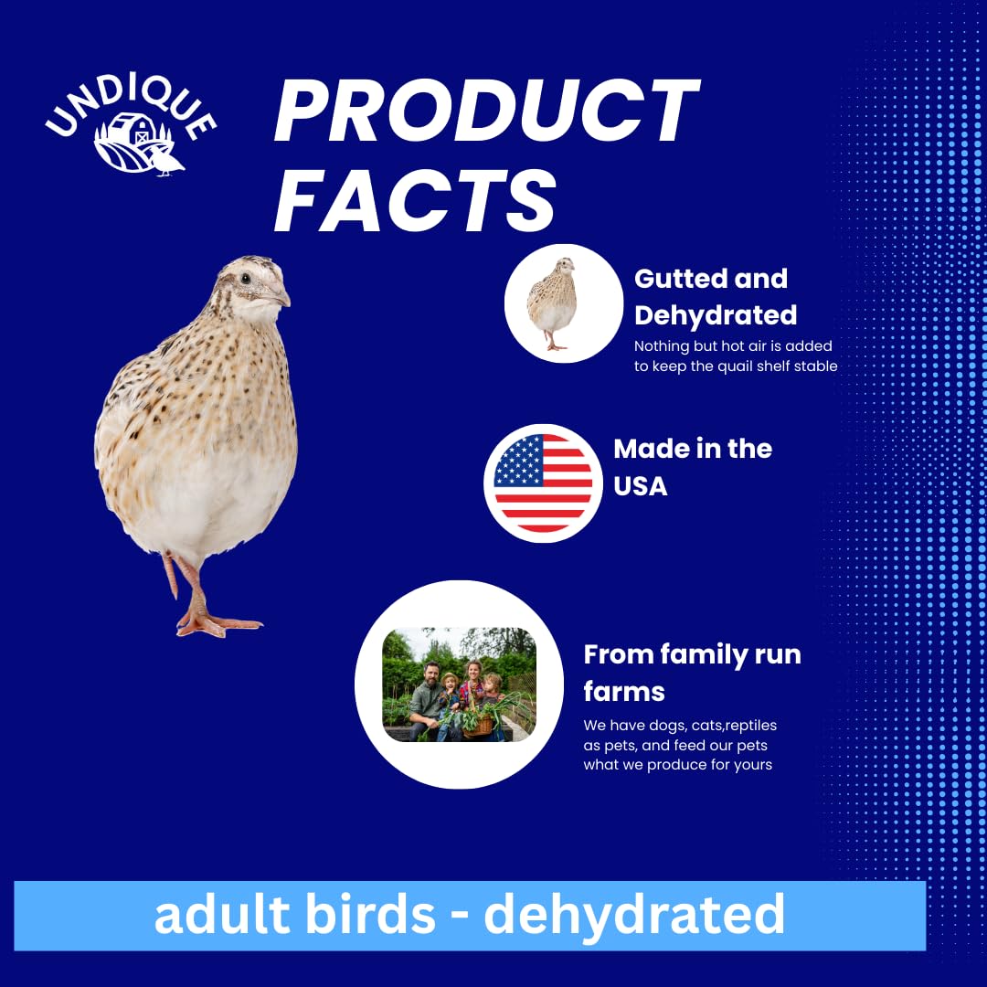 Quail Whole Prey dehydrated for Bird Dog Training or Falconry by Quailz.com by Undique LLC