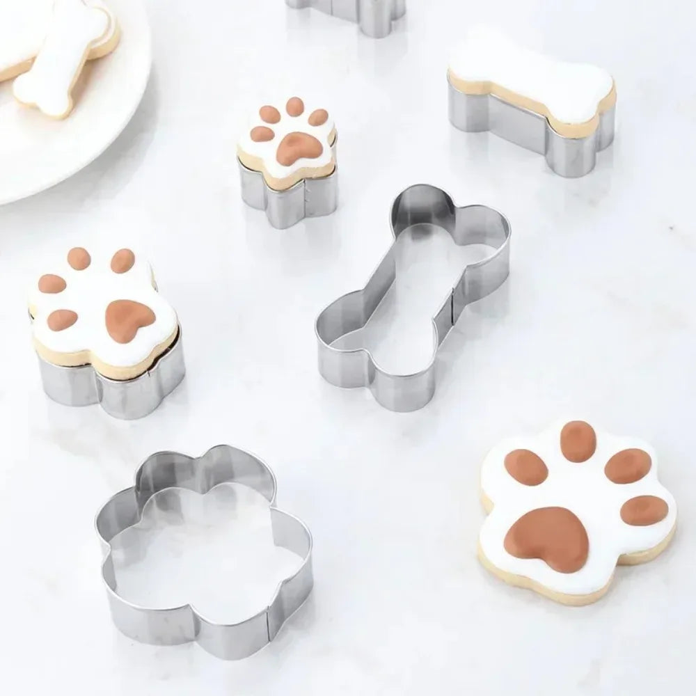 Cookie Cutter Pet Dog Bone Paw Shaped Stainless Steel Mold 4pcs by Love My Pet